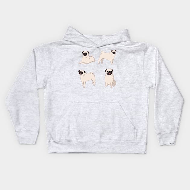 Pug pack Kids Hoodie by Mayarart